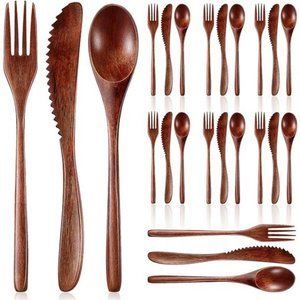 Wooden Spoon Wooden Dinner Utensil Set Kitchen Wooden Flatware Tableware Cutlery